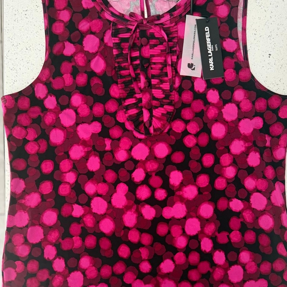 Karl Lagerfeld Pink Polka Dot Women's Top